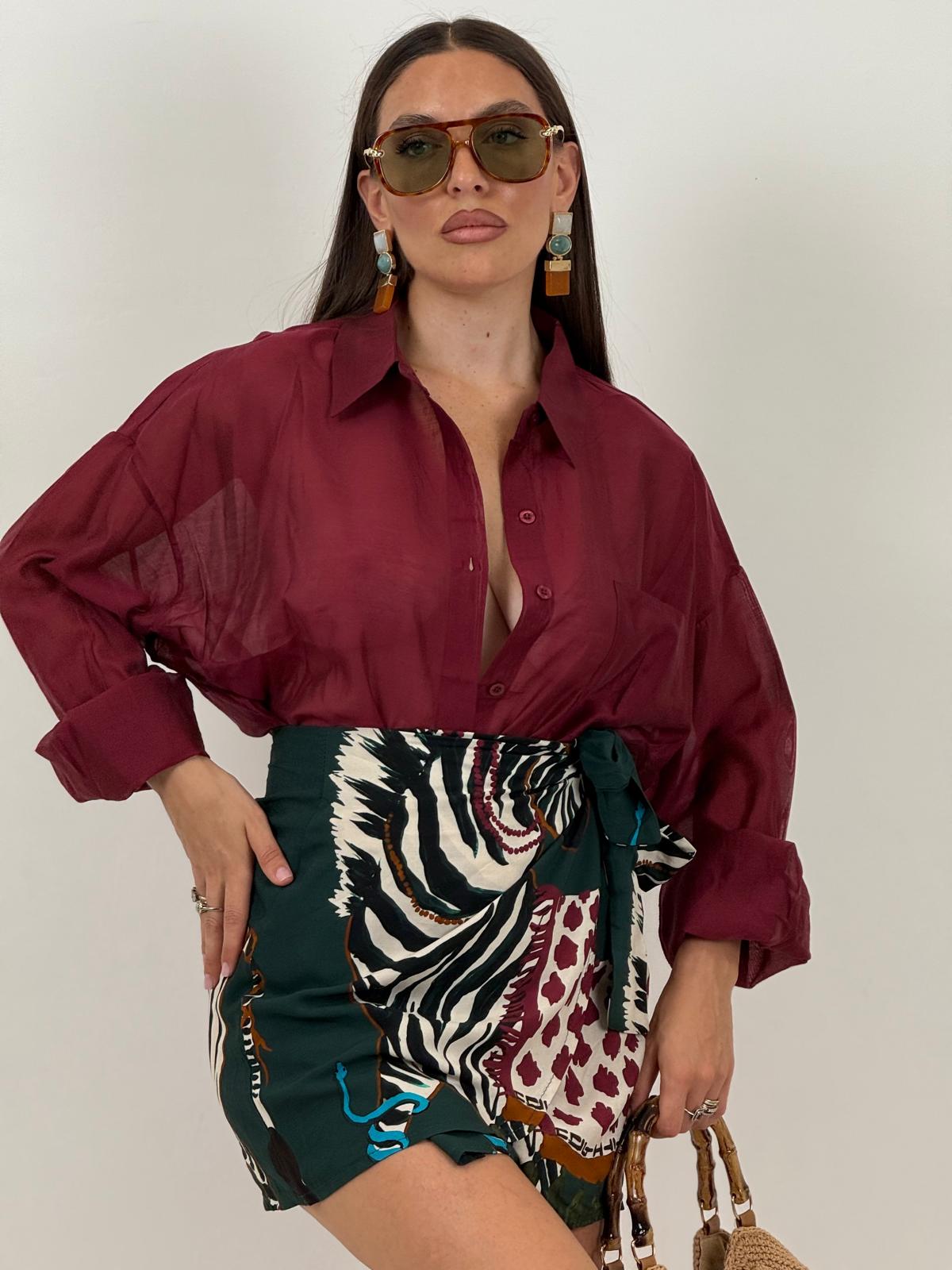 Camicia velata bordeaux
