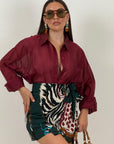 Camicia velata bordeaux