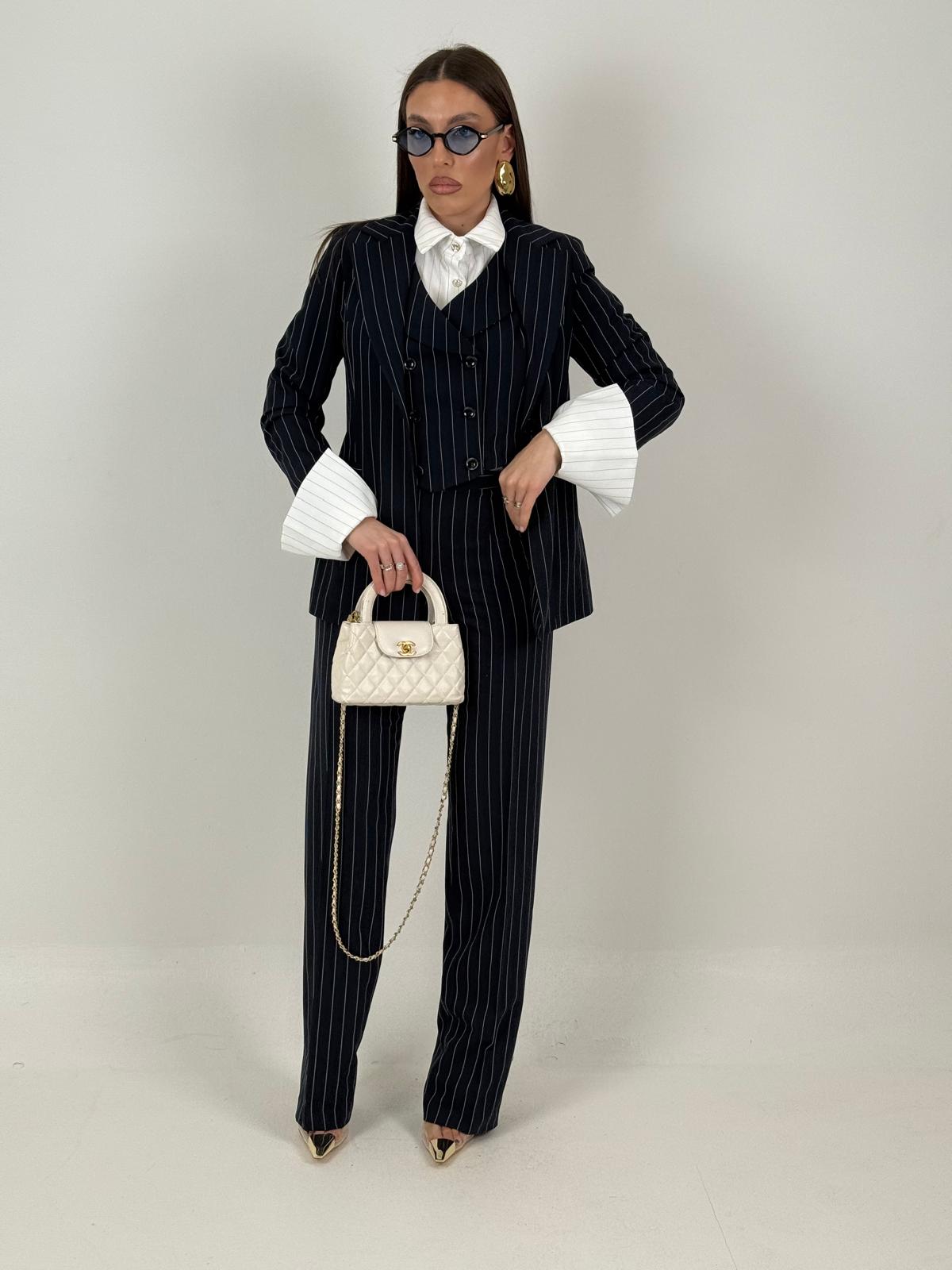 Tailleur Swami - Tailleur sartoriale tre pezzi top giacca e pantalone gessato