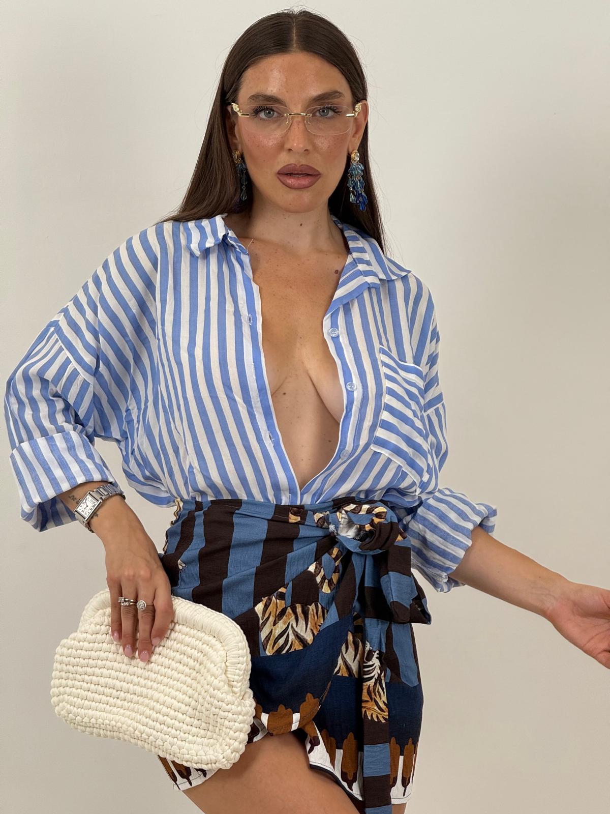 Camicia a righe CELESTE