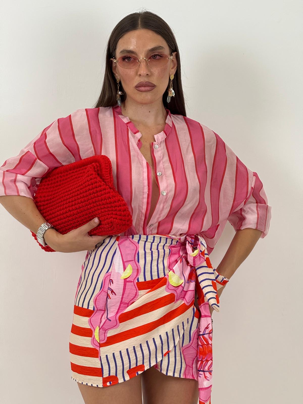 Camicia tricolore a righe FUCSIA