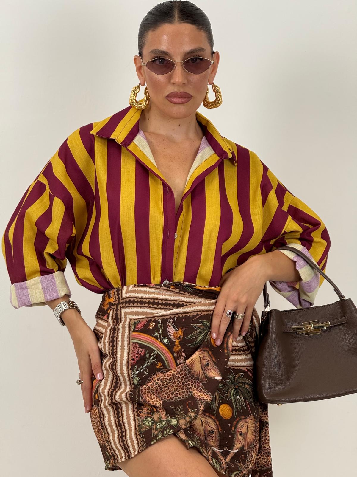 Camicia a righe GIALLO&amp; BORDEAUX