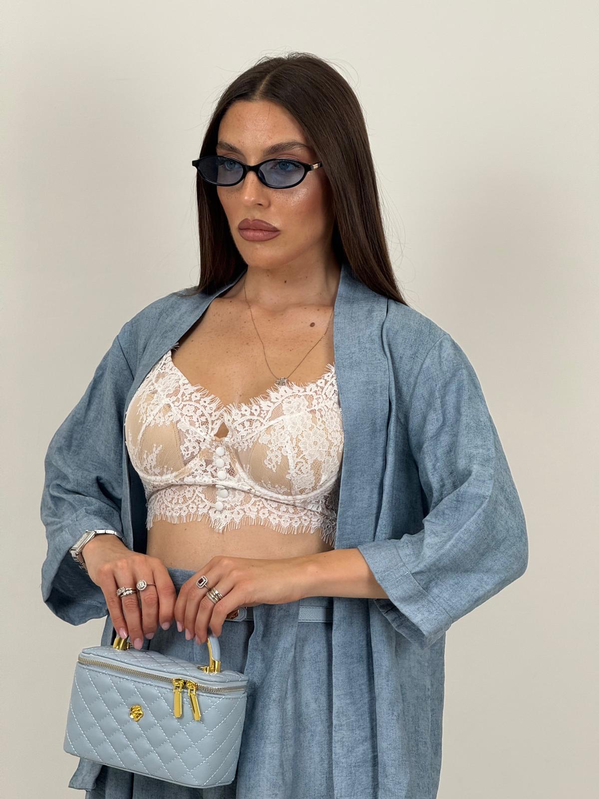 Tailleur TONIA - Completo effetto lino con giacca a kimono e pantalone