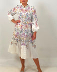 CURVY Abito MELLOR. - abito lungo fantasia a fiori con Cintura nel punto Vita - collezione chic