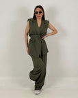 Saldo tailleur composto da gilet e pantalone Marrone