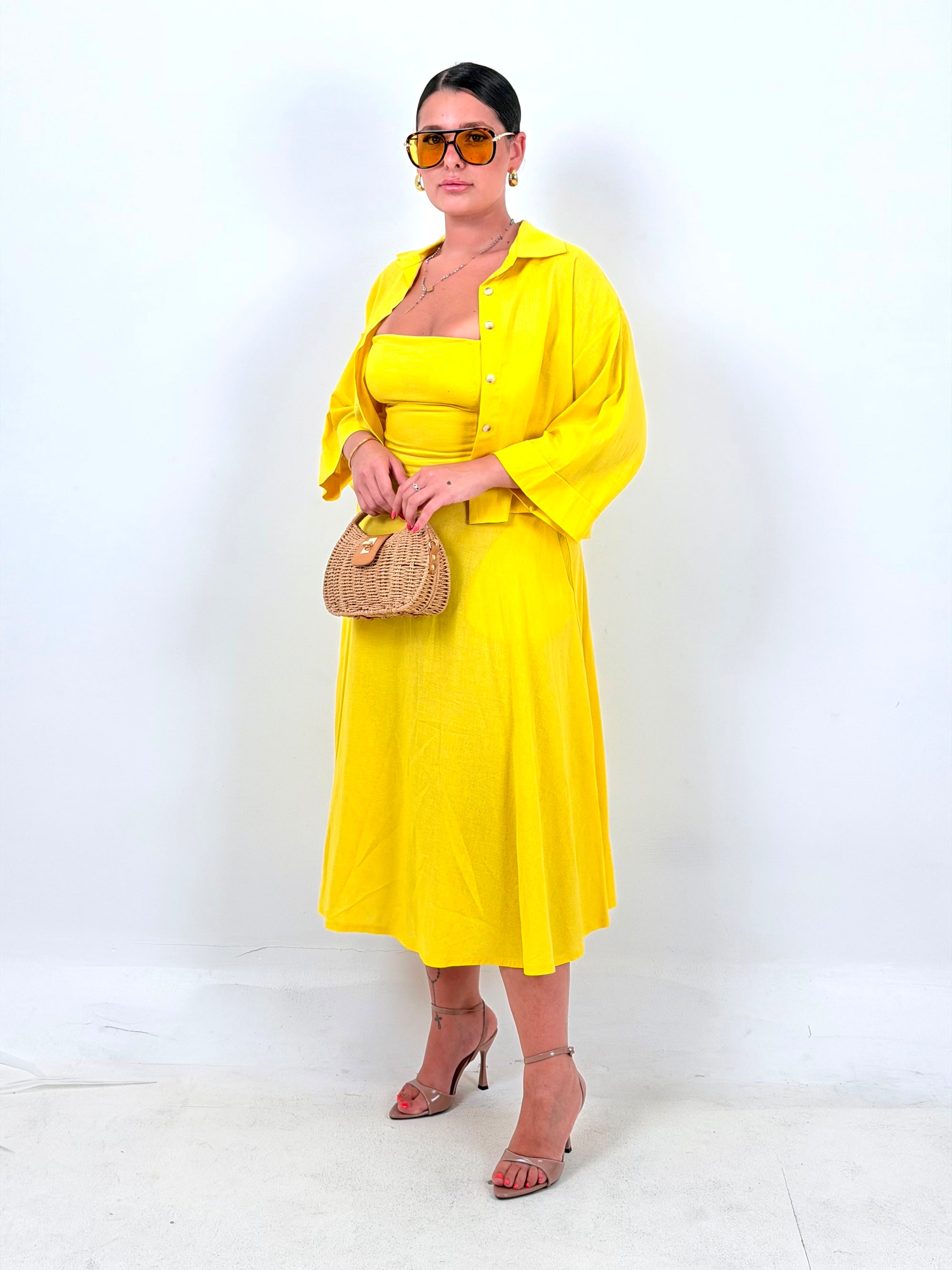CURVY Cordset ISCHIA - completo composto da vestito longuette e camicia