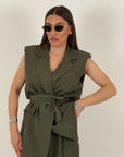 Tailleur ESTER - Completo gilet con cintura e pantalone