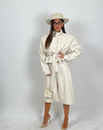 Cordset SARIKA - Completo giacca con cintura e pantalone in ecopelle