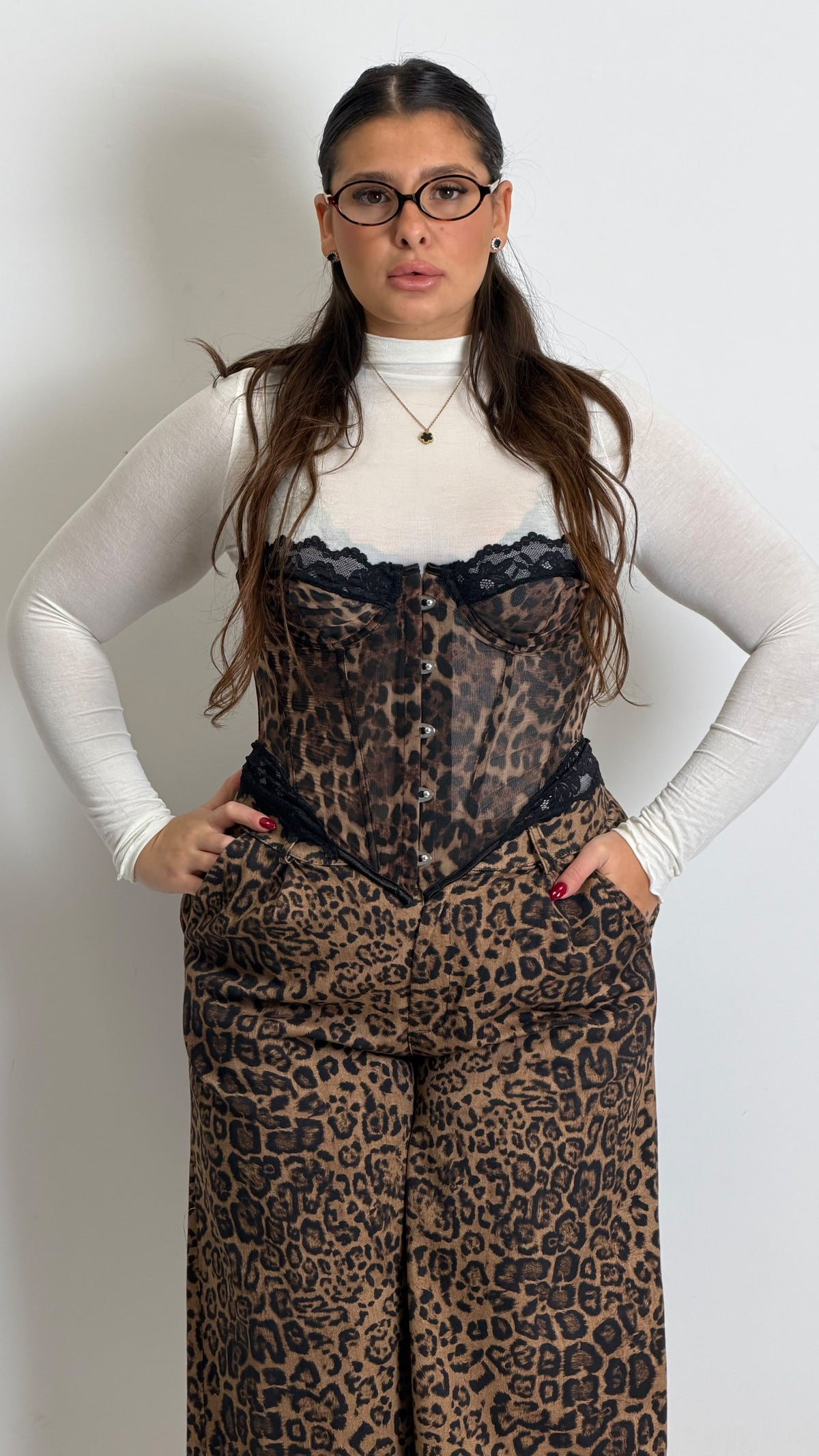 CURVY Corpetto SASY fantasia leopardata