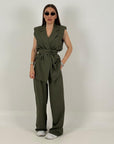 Saldo tailleur composto da gilet e pantalone Marrone