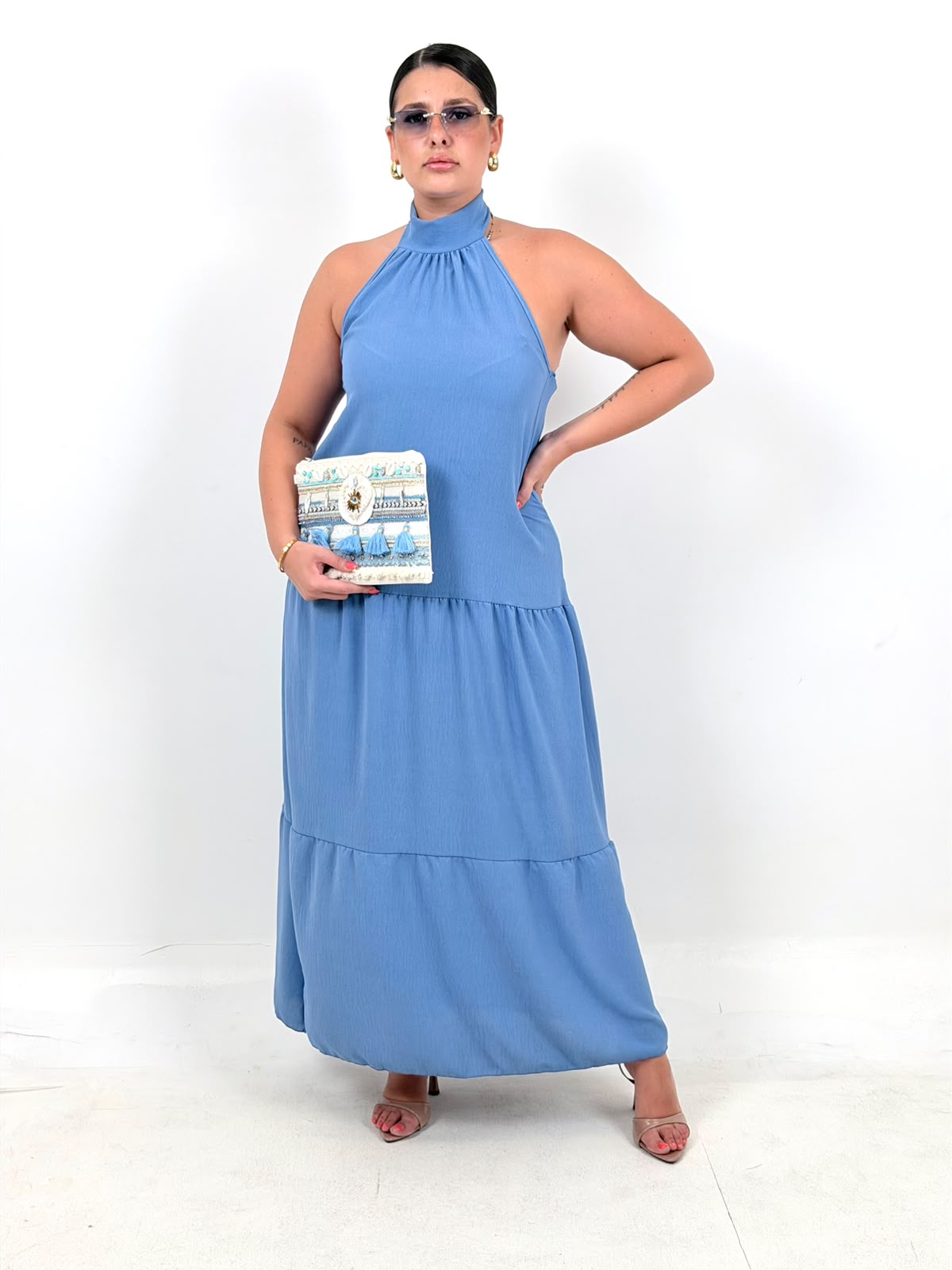 CURVY Abito CAPRI - abito lungo con schiena scoperta e attaccatura al collo LOW - COST