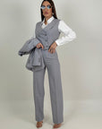 Tailleur SCARLETT - Completo tre pezzi , giacca gilet e pantalone gessato