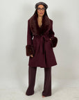 Cappotto STEFFY - Cappotto lungo con maniche e collo in pelliccia