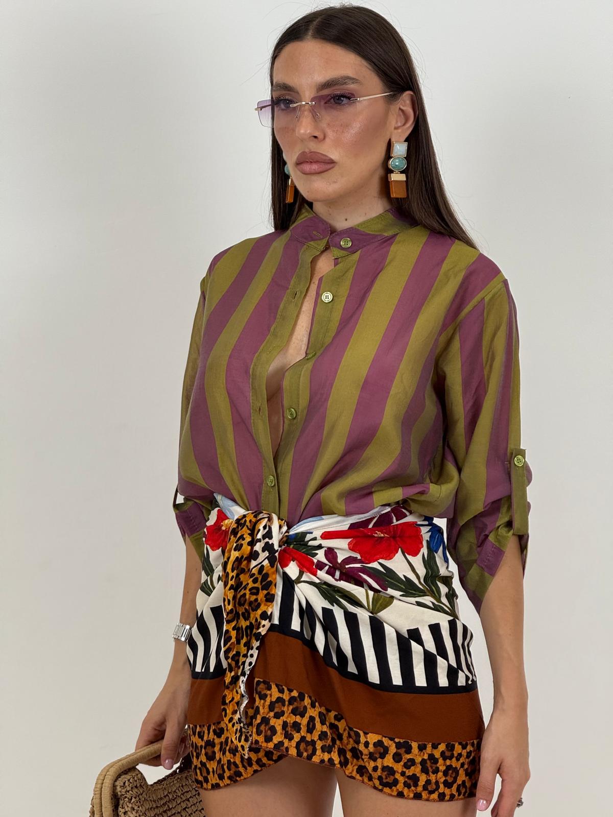 Camicia a righe VERDE&amp;PRUGNA
