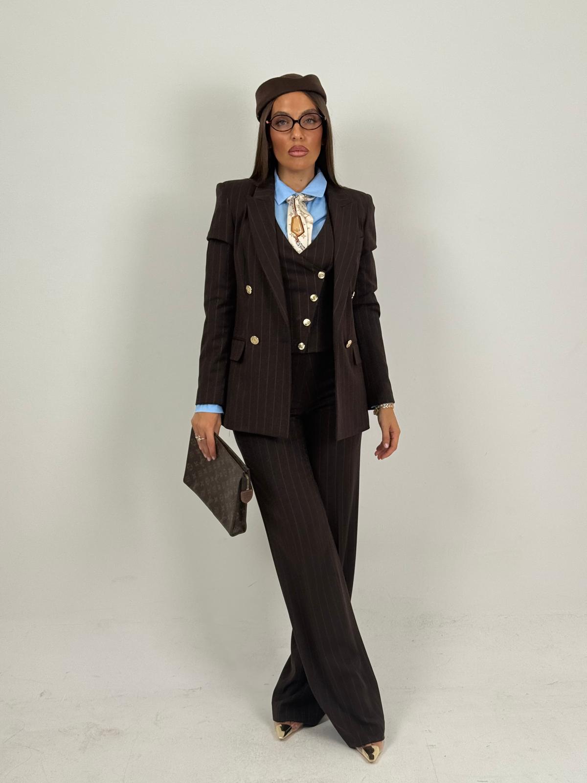 Tailleur BEVERLY - tailleur sartoriale tre pezzi gessato