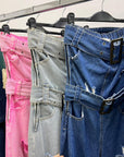 Tuta GERRY - Tuta intera di jeans scollo a fascia con doppia cintura
