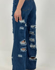 Tuta GERRY - Tuta intera di jeans scollo a fascia con doppia cintura