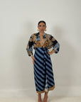 Cordset TIGER BLU - completo gonna pareo e camicia