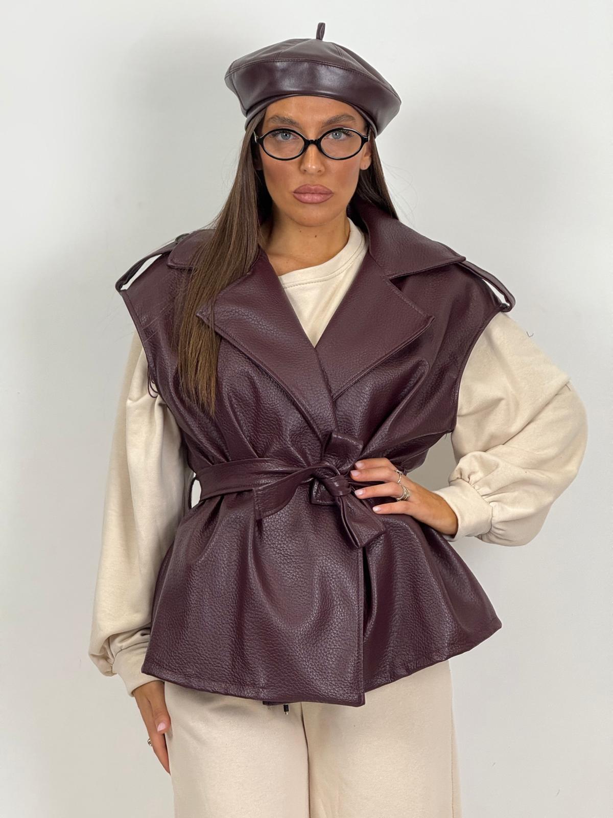 Gilet SABRY in ecopelle con cintura