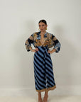 Cordset TIGER BLU - completo gonna pareo e camicia