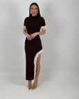 Abito GRACE - Abito lungo con piume- preordine 6-7 giorni