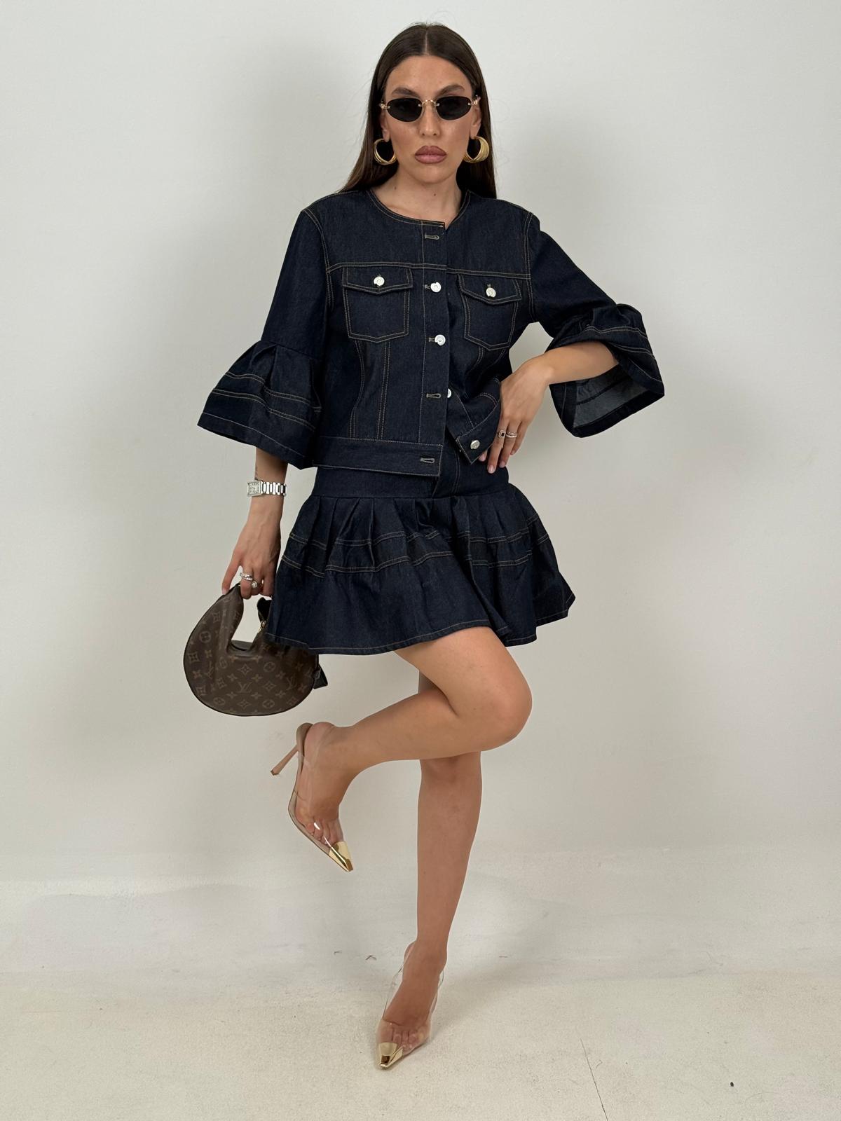 Cordset BRIGITTA - Completo giacca e gonna corta in jeans