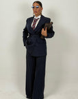 Tailleur ENRICA - COMPLETO GIACCA CON CINTURA E PANTALONE GESSATO