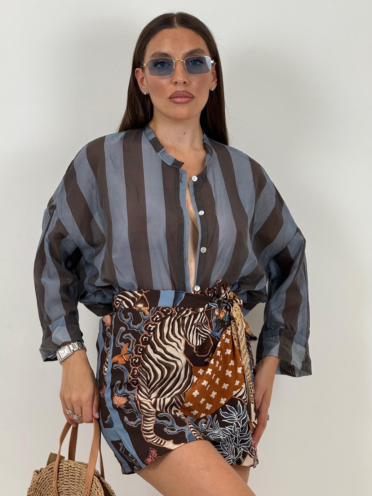 Camicia a righe MARRONE&amp; CELESTE
