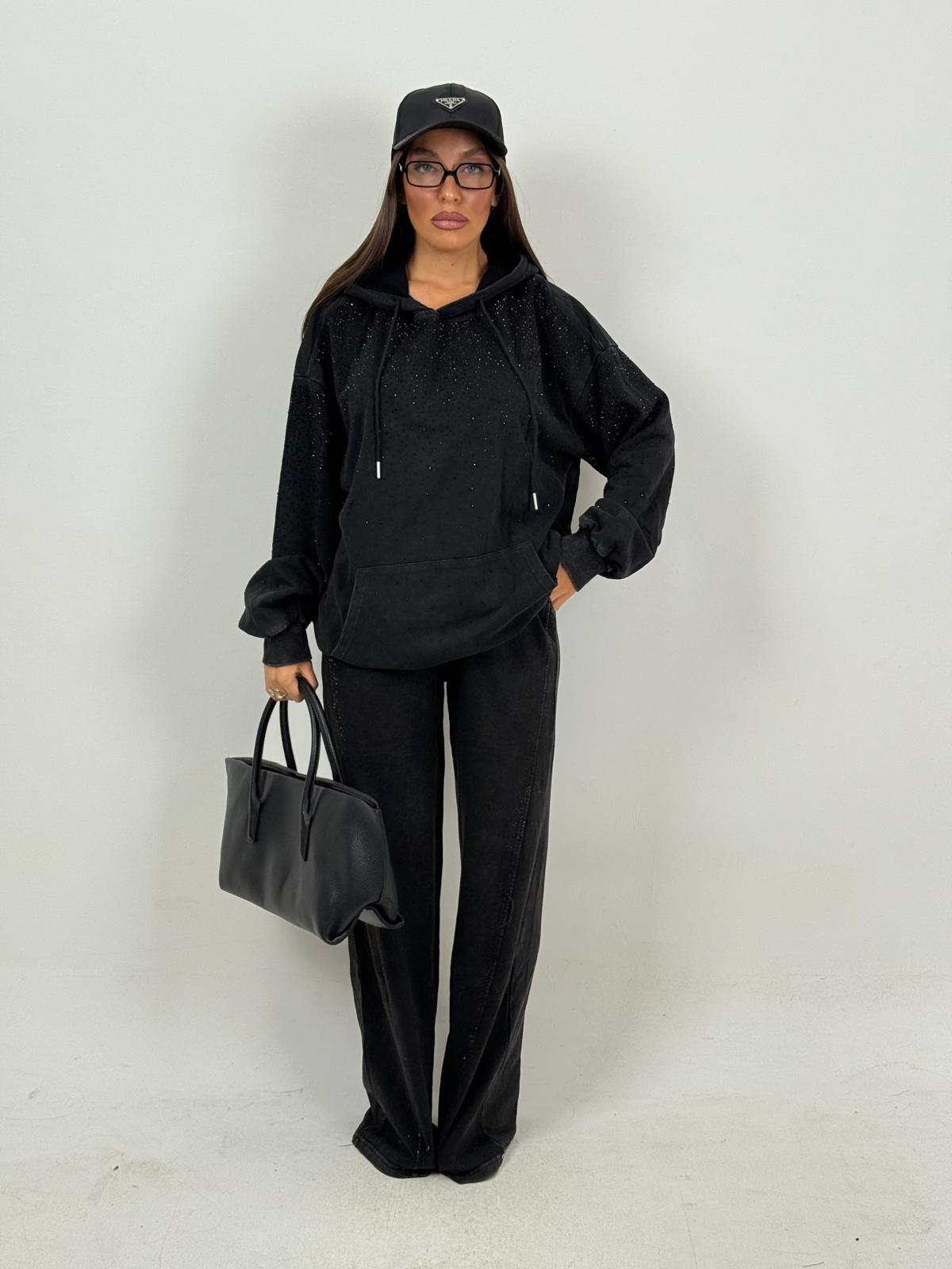 Tuta NOIR - Completo felpa con cappuccio e pantalone