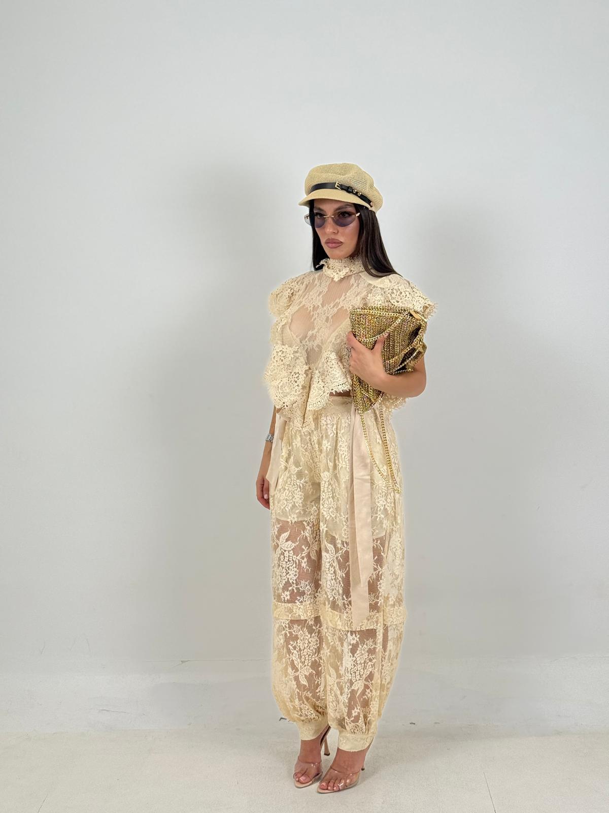 Cordset LADY - Completo maglia e pantalone in pizzo COLLEZIONE CHIC