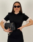 Abito GRACE - Abito lungo con piume- preordine 6-7 giorni