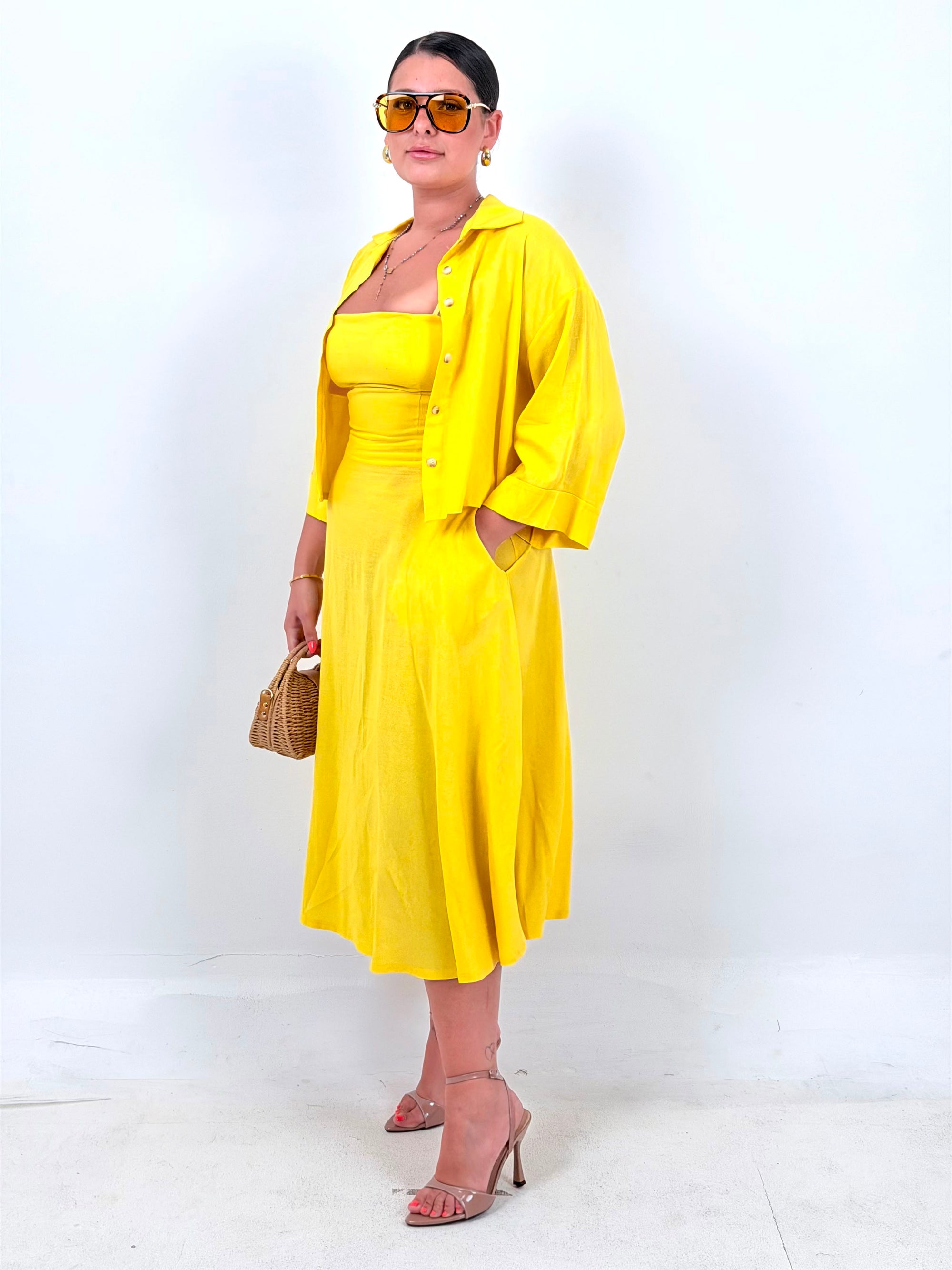 CURVY Cordset ISCHIA - completo composto da vestito longuette e camicia