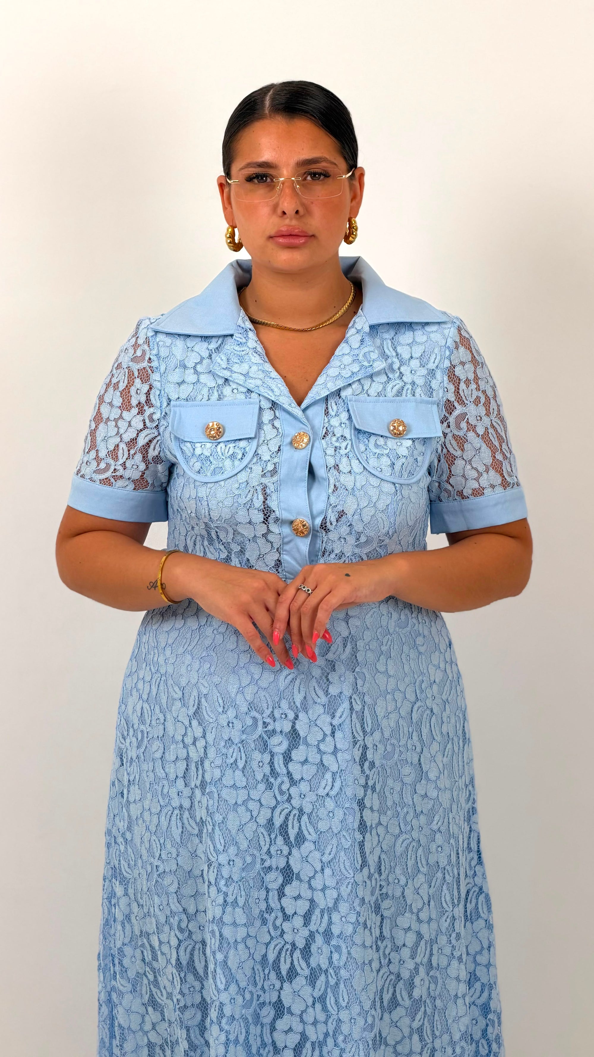 CURVY Abito BRENDA - Abito lungo in pizzo con cintura - COLLEZIONE CHIC