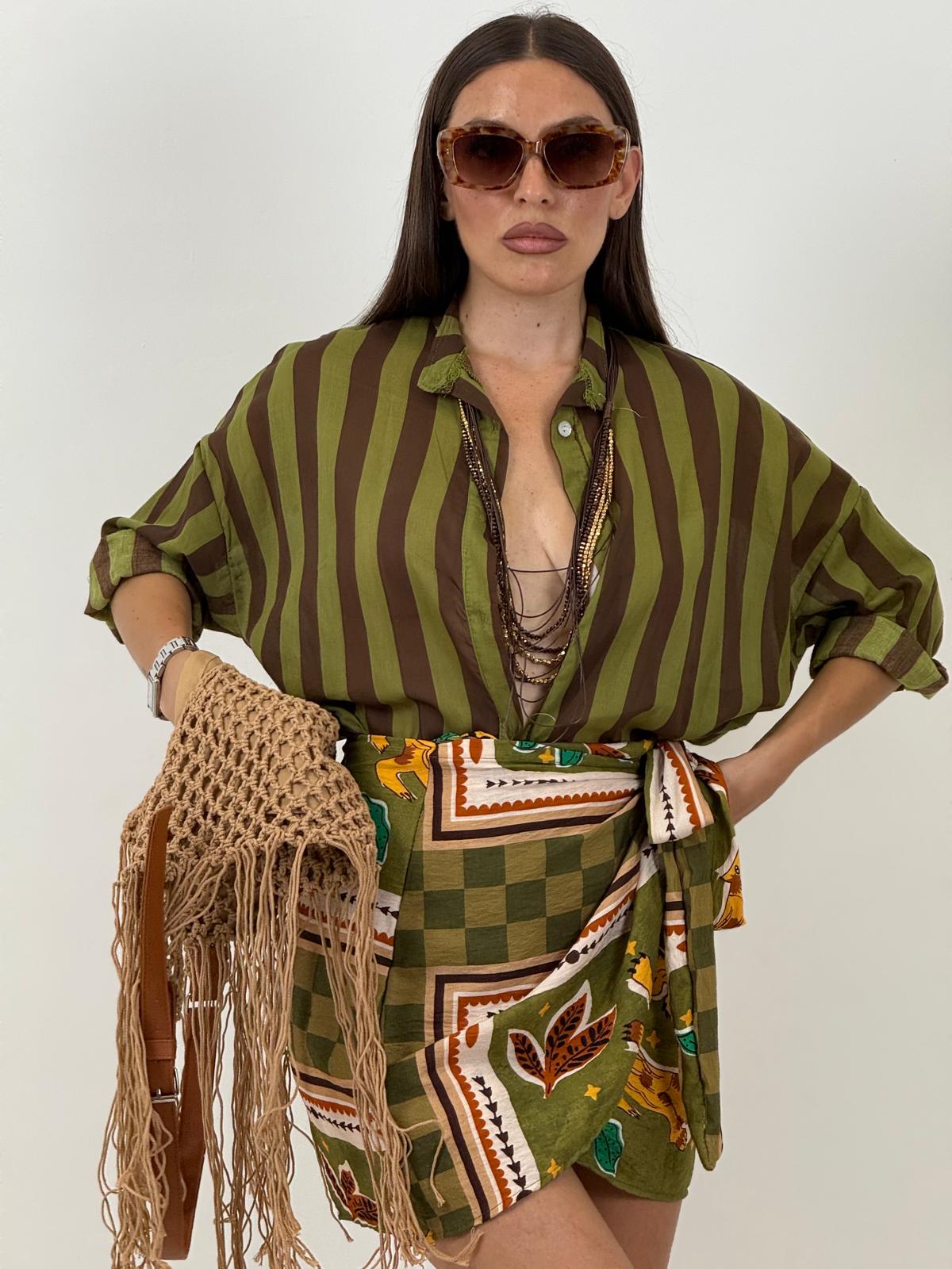 Camicia a righe VERDE&amp;MARRONE