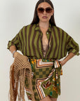 Camicia a righe VERDE&MARRONE