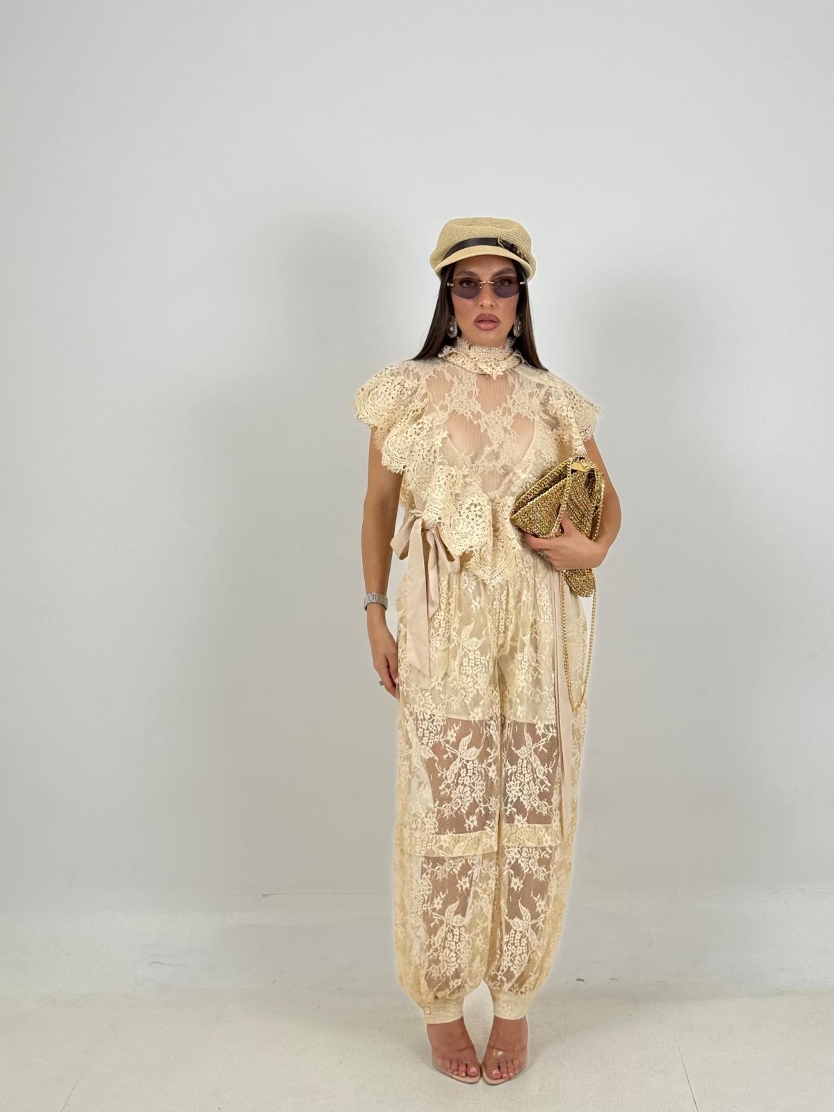 Cordset LADY - Completo maglia e pantalone in pizzo COLLEZIONE CHIC