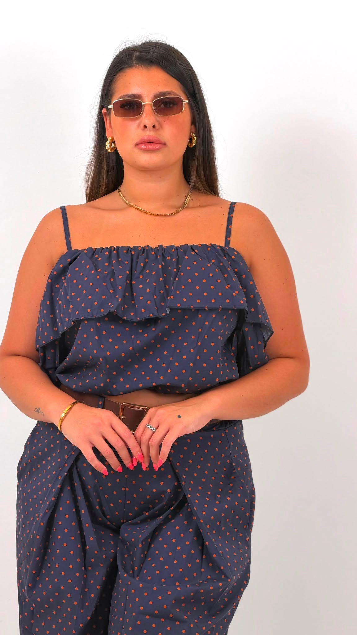 CURVY Cordset CARMELITA - Completo top e pantalone pois