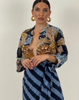 Cordset TIGER BLU - completo gonna pareo e camicia