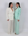 CURVY Tailleur ALBA - Tailleur sartoriale composto da giacca con Swarovski e piume e pantalone