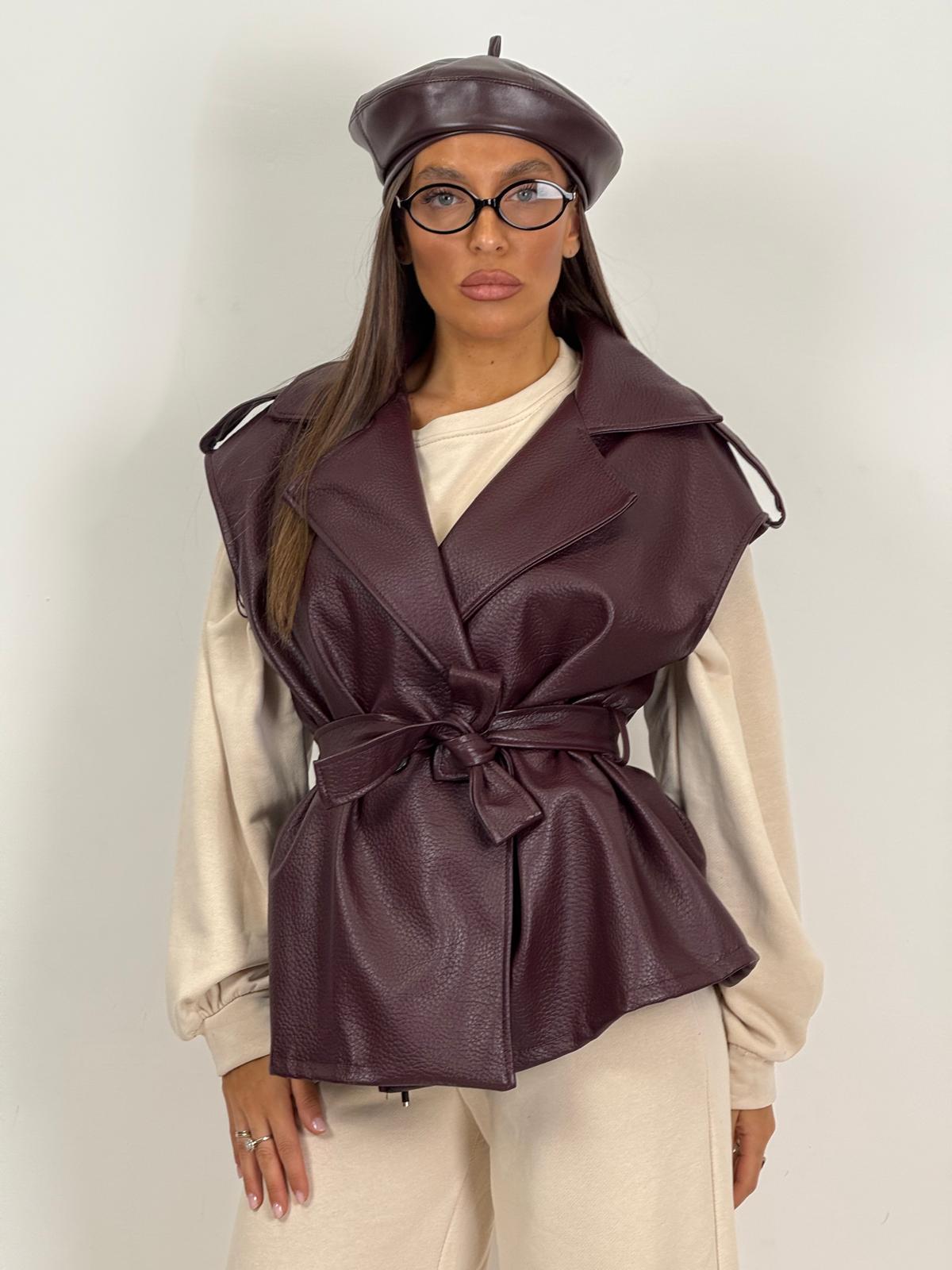 Gilet SABRY in ecopelle con cintura