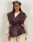 Gilet SABRY in ecopelle con cintura