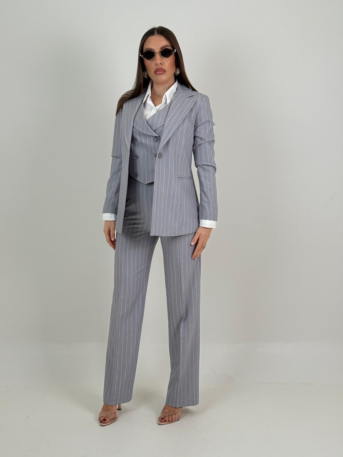 Tailleur SCARLETT - Completo tre pezzi , giacca gilet e pantalone gessato