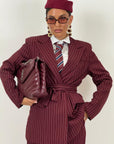Tailleur ENRICA - COMPLETO GIACCA CON CINTURA E PANTALONE GESSATO