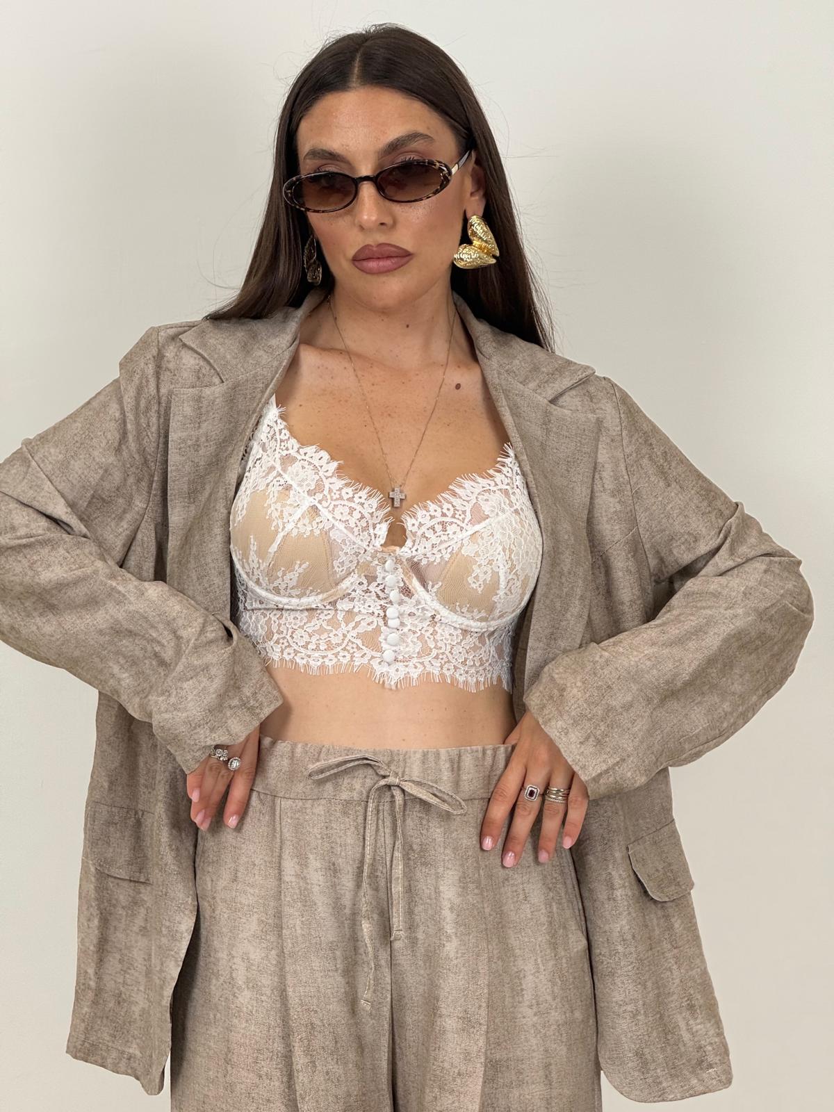 Tailleur CHIARA - Completo effetto lino con giacca monopetto e pantalone