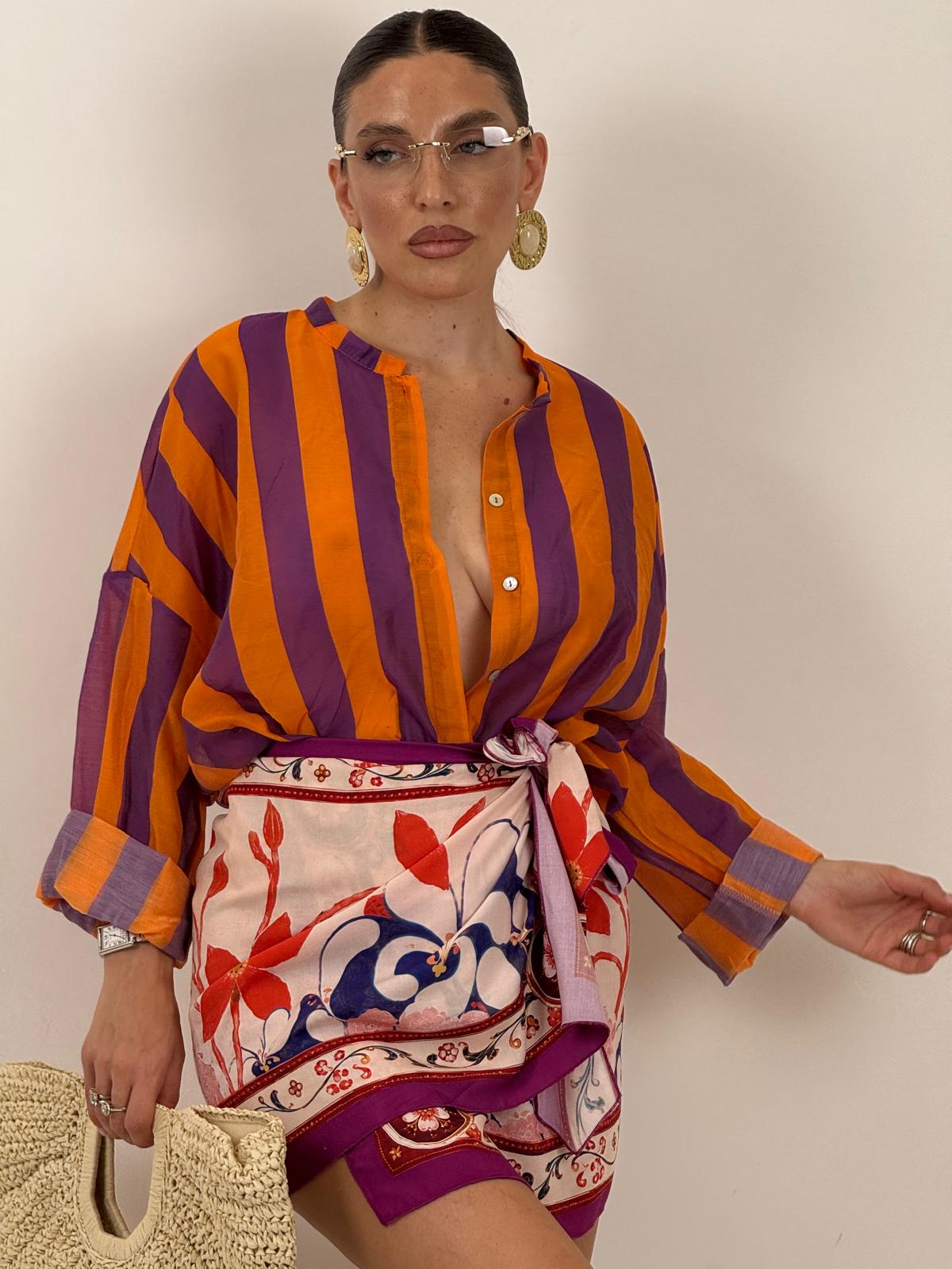 Camicia a righe ARANCIONE&amp;VIOLA