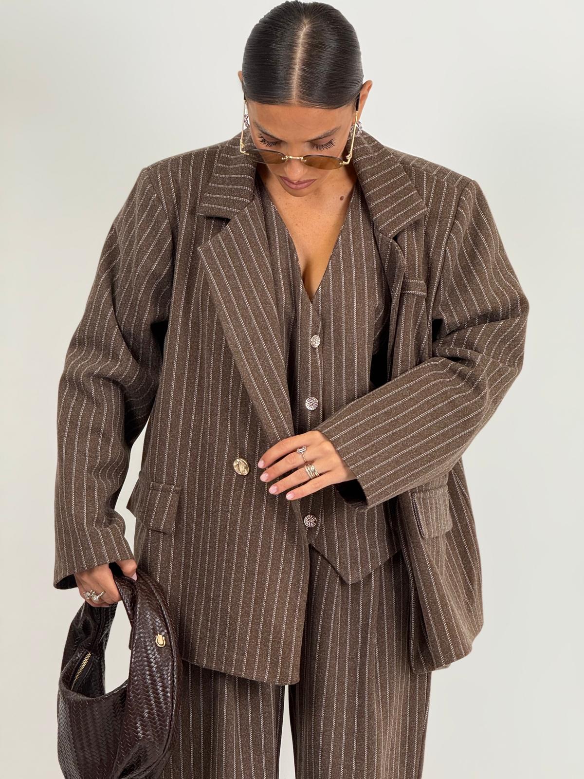 Tailleur LINA - Completo tre pezzi,giacca gilet e pantalone gessato