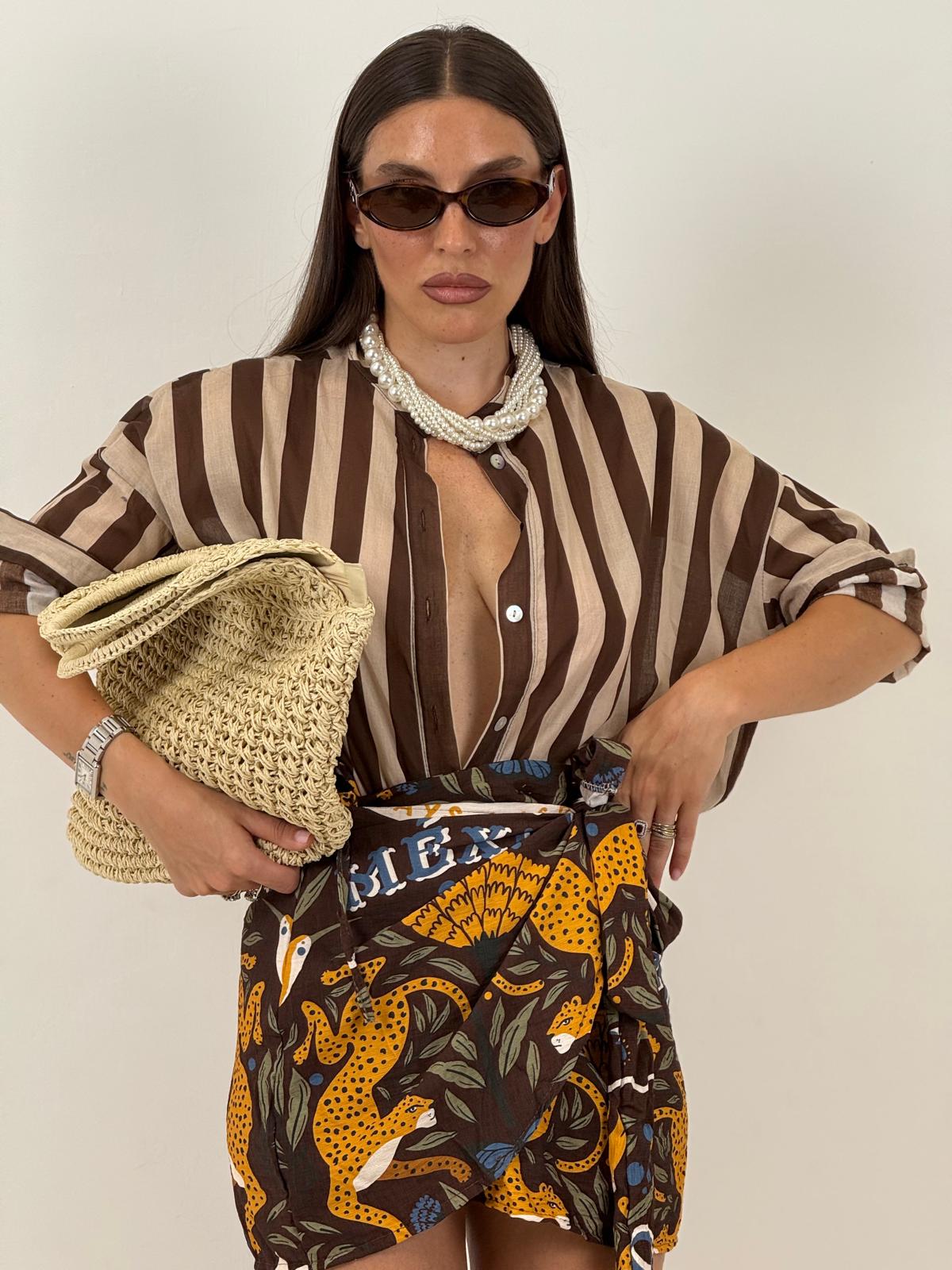 Camicia a righe CREMA&amp; MARRONE