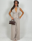 Tailleur KIRA - COMPLETO GILET CORTO CON PIZZO E PANTALONE