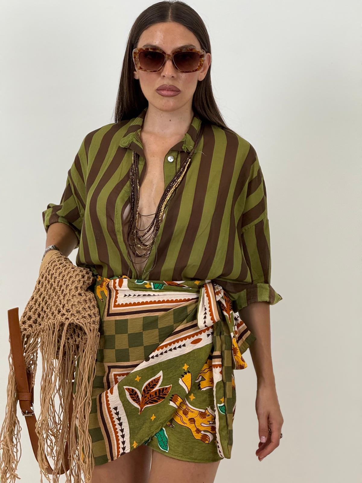 Camicia a righe VERDE&amp;MARRONE