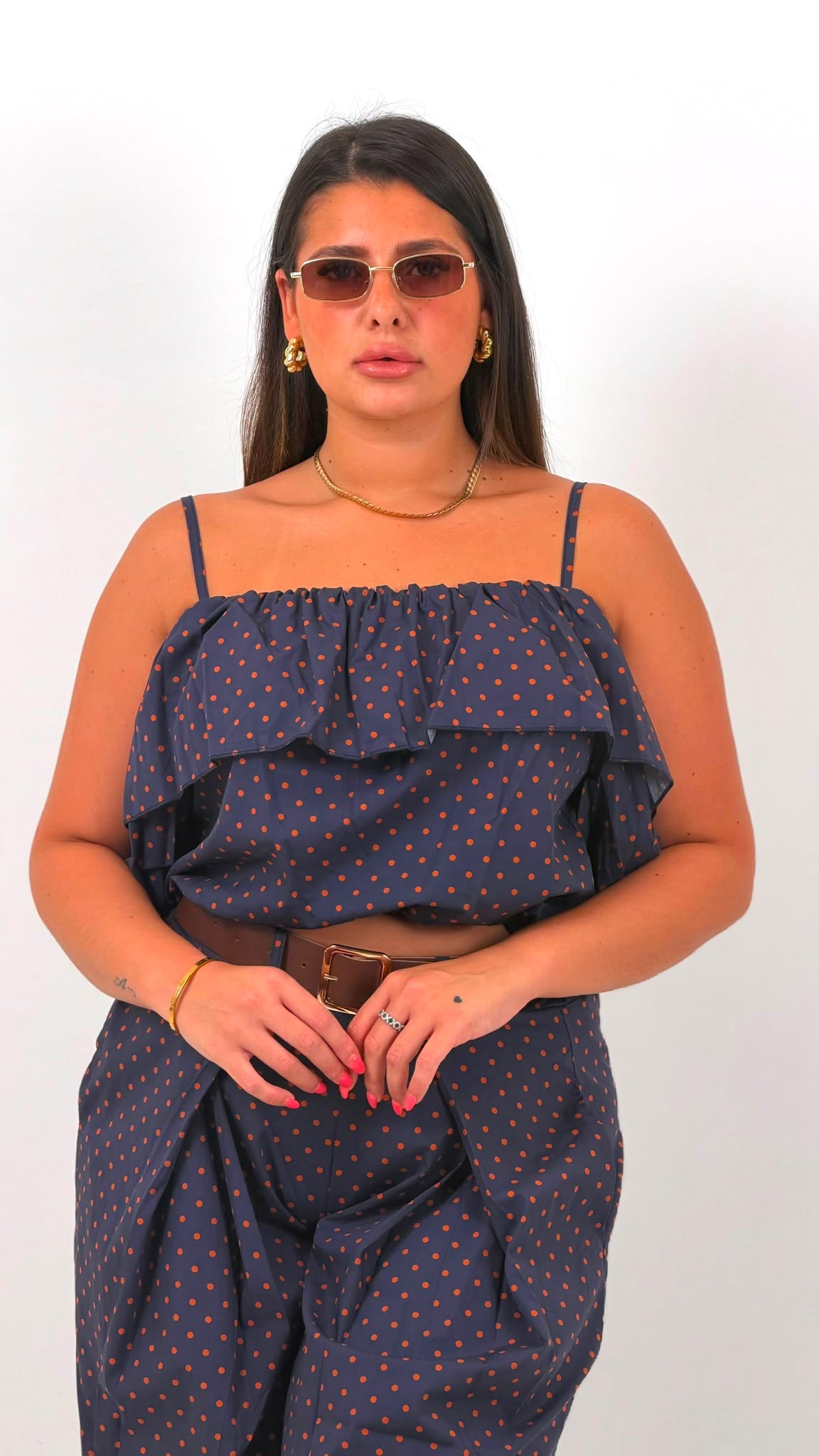 CURVY Cordset CARMELITA - Completo top e pantalone pois